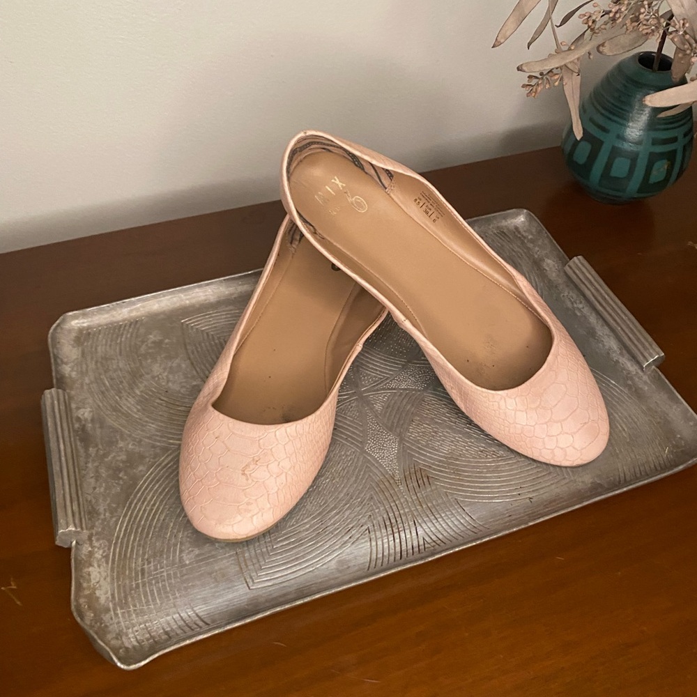 Mix6 baby pink ballet flats snake embossed  💕🐍